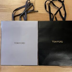 Tom Ford Black and White Shopping Tote Bags with Metallic Logos